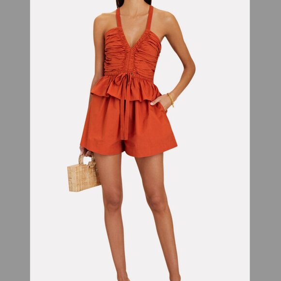 Ulla Johnson Marren | Ruched Poplin Playsuit (Small) - Picture 3 of 3